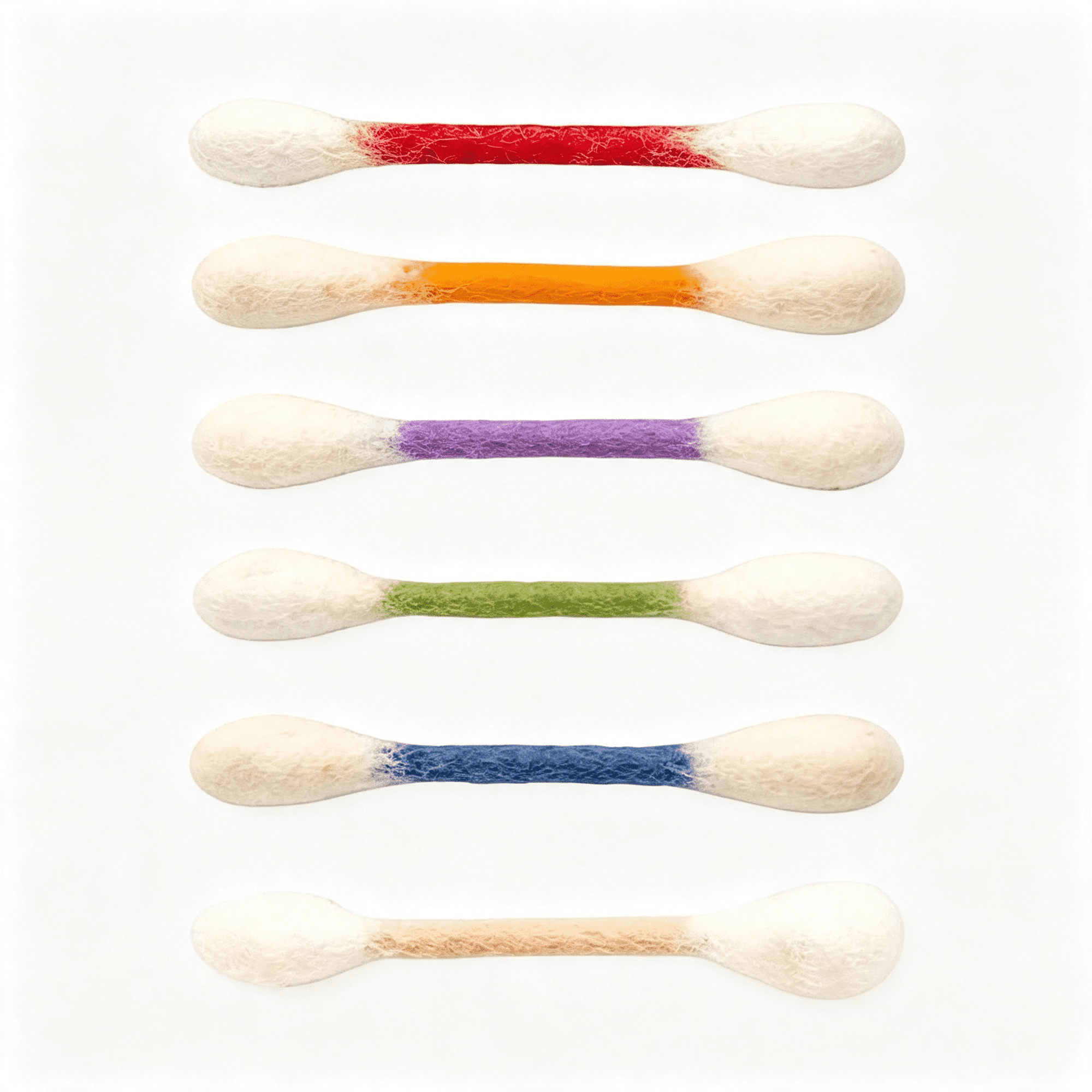 BESTSKY 6 Pcs Multicolor Jumbo Cat Cotton Swabs 3.9 in Natural Cotton Swab for Cat Play Safe Pet Chew Toy Interactive Catnip Inspired Fun Bright Red Stem Indoor Entertainment for Cats