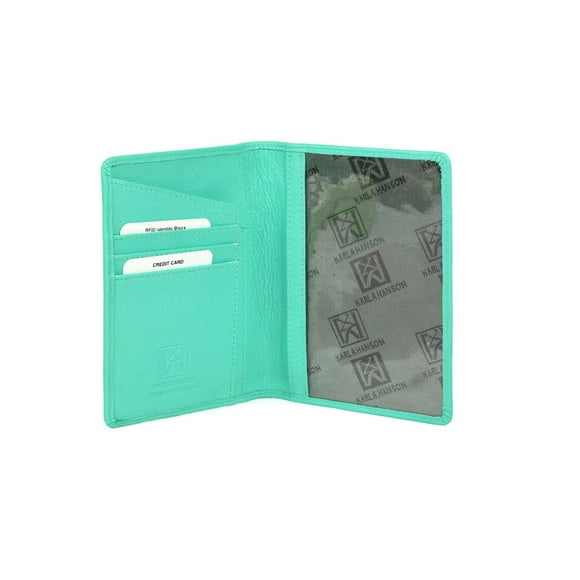 Cartera para pasaporte Karla Hanson de piel auténtica con bloqueo RFID