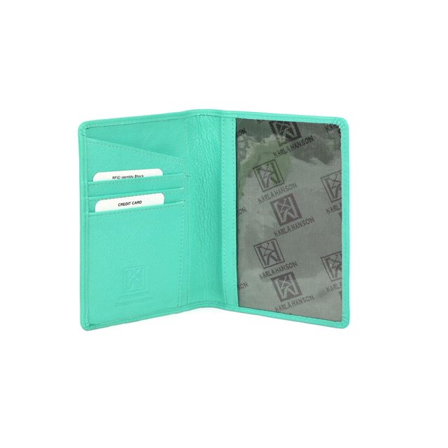 Cartera para pasaporte Karla Hanson de piel auténtica con bloqueo RFID