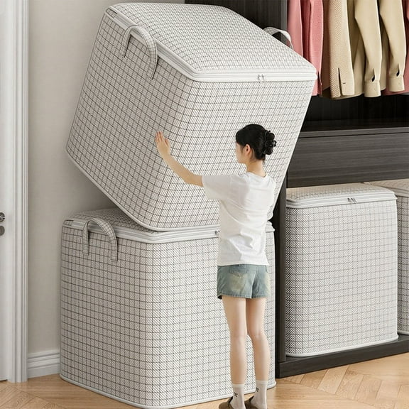 Boovnll Clothes Storage Bins with Lids, 150L Extra Large Capacity Storage Bags with Reinforced Handles & Zipper for Bedroom Comforters, Blankets, Clothes Organizer, Storage and Organization