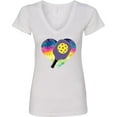 thumbnail image 3 of Inktastic Pickleball Lover Paddle Ball Retro Heart Women's V-Neck T-Shirt, 3 of 5