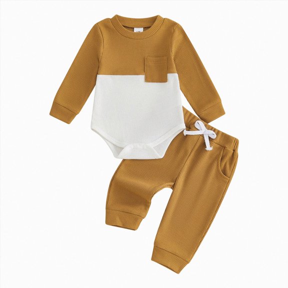 Splozh Newborn Baby Boy Clothes Winter Outfit Preemie-12Months Preemie Clothes Boys Cute Coming Home Outfits Baby Boys Outfits,Brown,0-3 Months