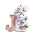 thumbnail image 2 of romoty Personalized Christmas Letter Ornaments, Cute Purple Snowman Initial Pendants, 2D Flat Acrylic Monogram Tree Car Mirror Decor, 2 of 7