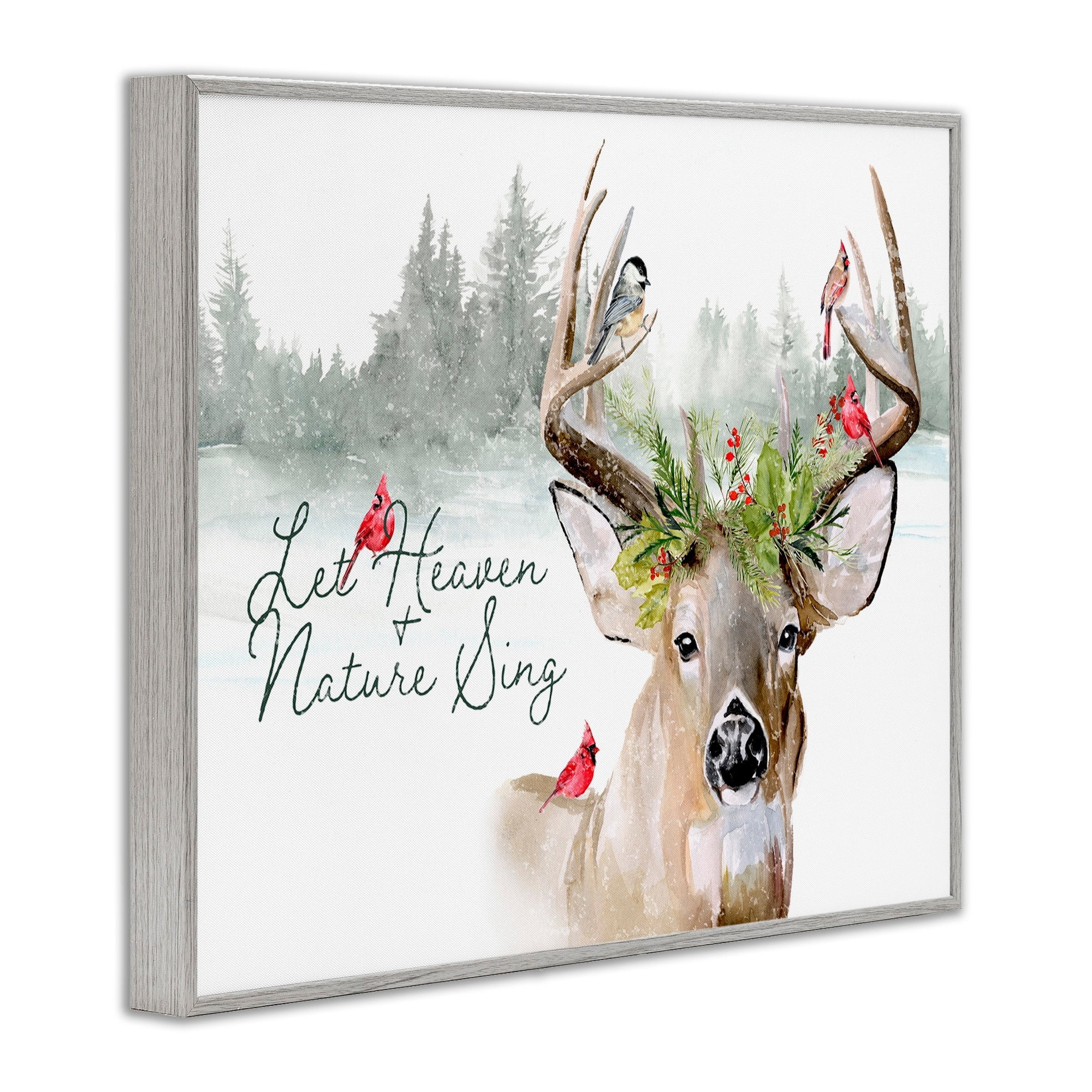Motivational Winter Quote Red Cardinals Perched Antlers Animals & Insects Graphic Art Framed Art Print Wall Art