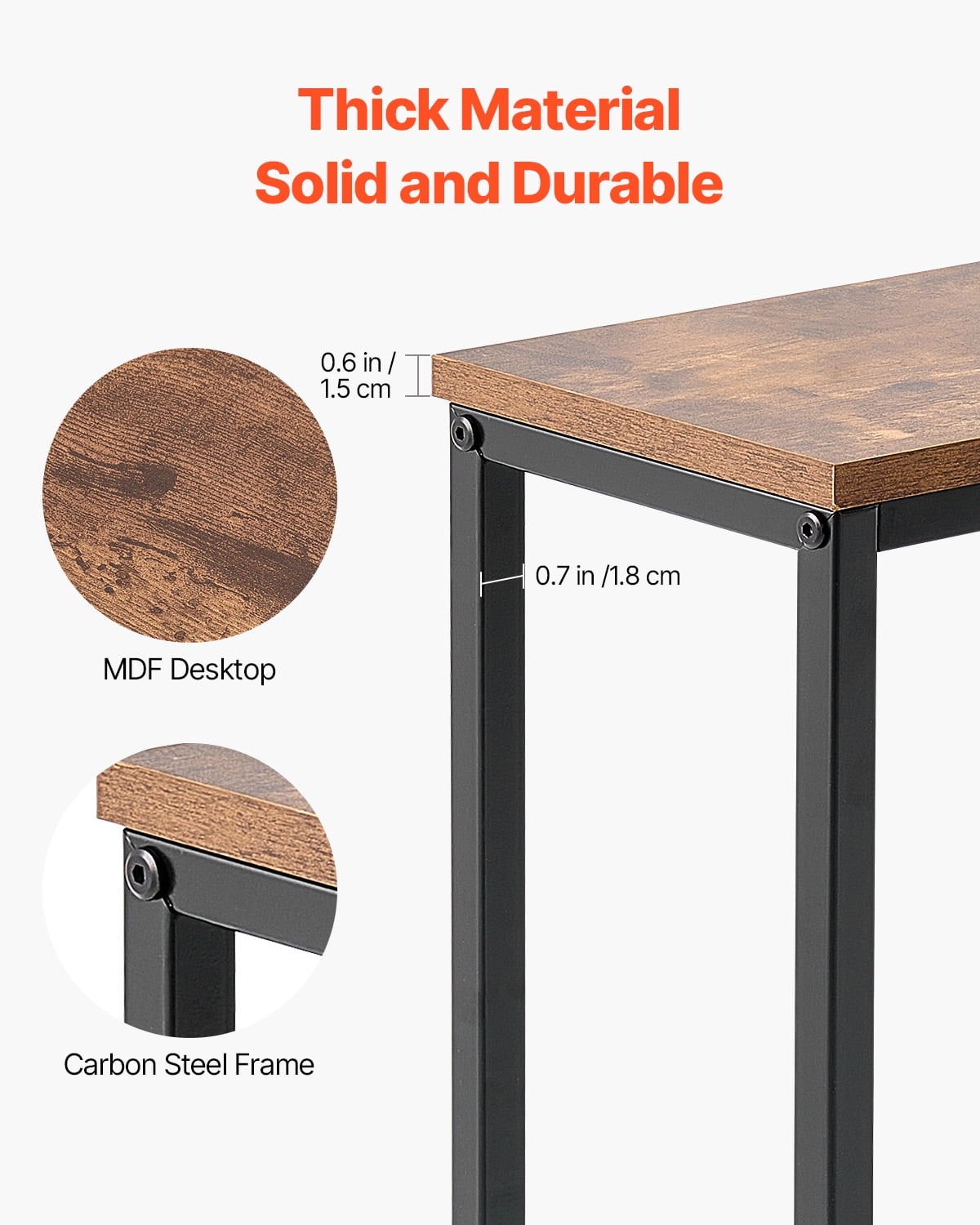VEVOR Narrow Console Table, 70.9" Behind Couch Table with Power Outlets, 1-Tier Long Entryway Table, Narrow Sofa Table with Metal Frame and Charge Station, for Entryway, Hallway, Living Room