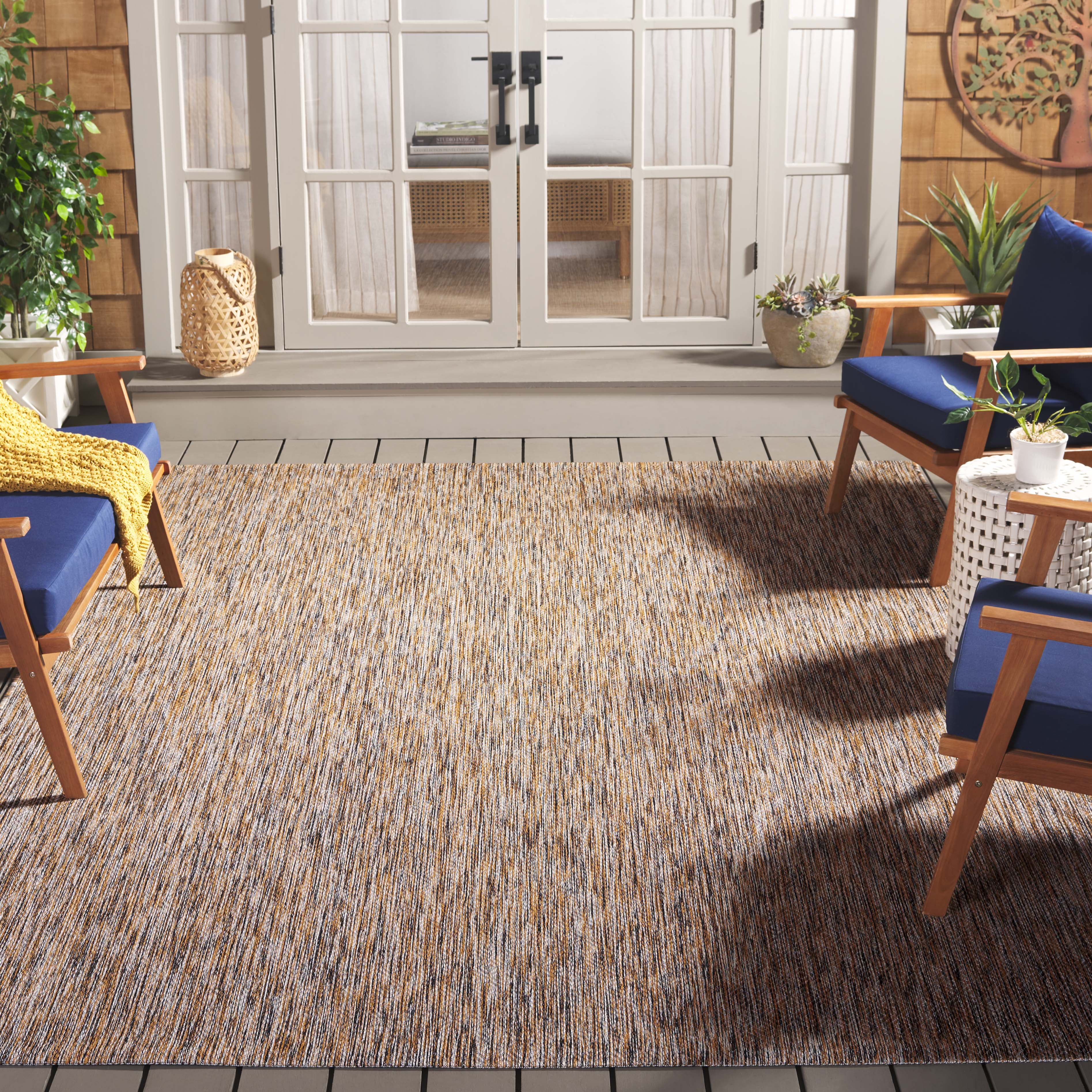 Safavieh Courtyard Mitre Geometric Indoor/Outdoor Area Rug, Dark Gray/Rust, 6'7" x 6'7" Square