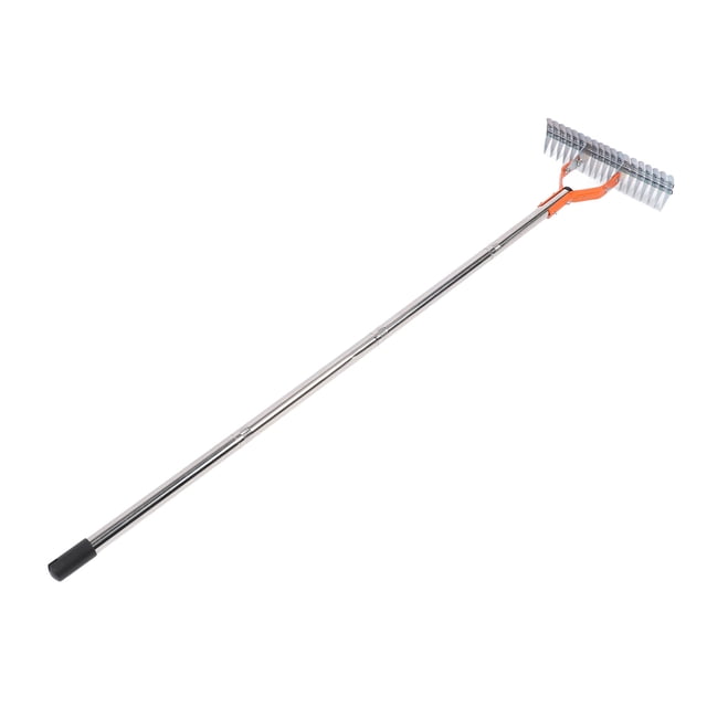 Rastrillo De Paja Para Césped, Rastrillo De Rastrillo Robusto De Acero Al Carbono De 14,7 Pulgadas, Rastrillo De Aseo Para Limpieza De Césped Muerto, Jardín
