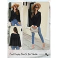 thumbnail image 6 of HUBERY Women Lace Spliced V Neck Lantern Long Sleeve Solid Color Chiffon Top, 6 of 7