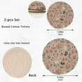 thumbnail image 3 of FREEAMG Cotton Colors Ethnic Owls Floral 2 Pcs Woven Pot Holder Trivets Set,Round Coasters Placemat for Cooking Baking Hot Dish Pan Pot Bowl Teapot(7/9 Inches), 3 of 5
