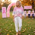 thumbnail image 3 of In October We Wear Pink Shirt 3D Pink Ribbon Hummingbird Floral Gradient Print Breast Cancer Hoodies 3/4 Sleeve Breast Cancer Sweatshirts For Women, 3 of 5