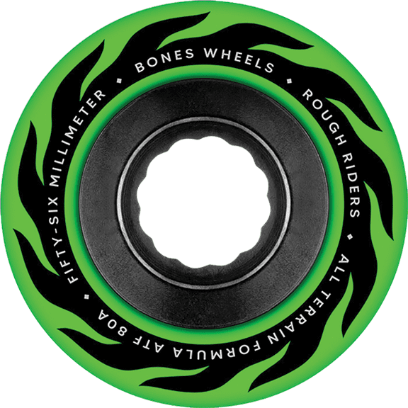 Bones Wheels Atf Rough Rider Eternal Flame Skateboard Wheels 56mm 80a Green