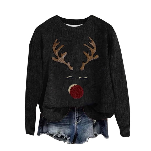 Gkeoshab Sweatshirt For Women Women's 2026 Exclusive Christmas Tree Pattern Crewneck Sweatshirt, Limited Edition Holiday Long Sleeve Pullover for Festive Gatherings and Seasonal Comfort Wear Black L