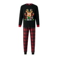 thumbnail image 2 of EYIIYE Christmas Family Pajamas Matching Set Letter Elk Print Long Sleeve Tops and Plaid Pants Sleepwear, 2 of 10