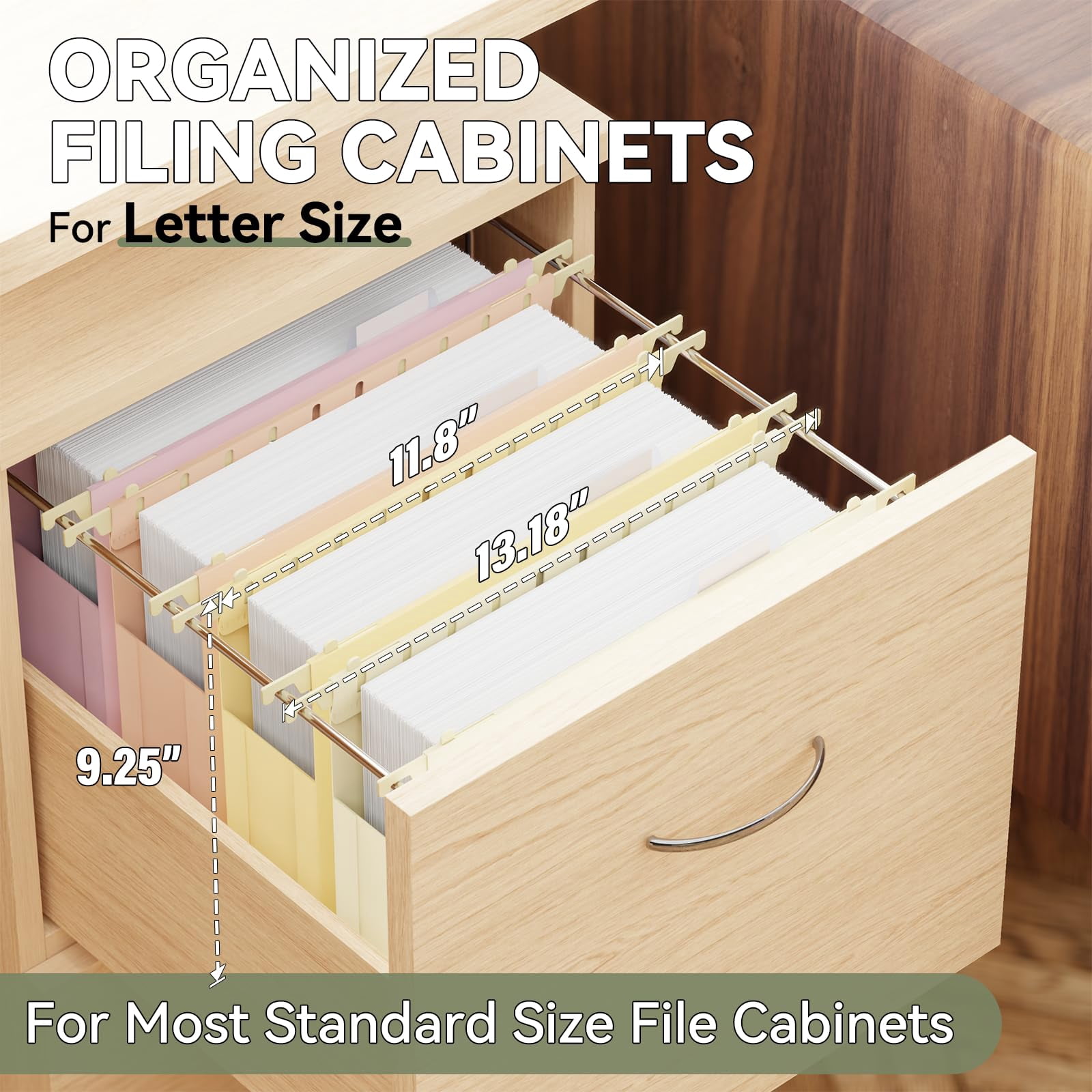 Plastic Extra Capacity Hanging File Folder Letter Size Expanding Hang With Tab Heavy Duty 2" Expansion Accordian Pocket 12 Pack Reinforced Pastel Color Filing Cabinet Folders No Assembly