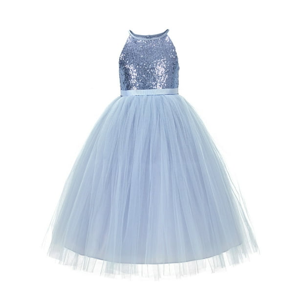 Sequin Halter Formal Flower Girl Dresses Ballroom Gown Princess 202 ...