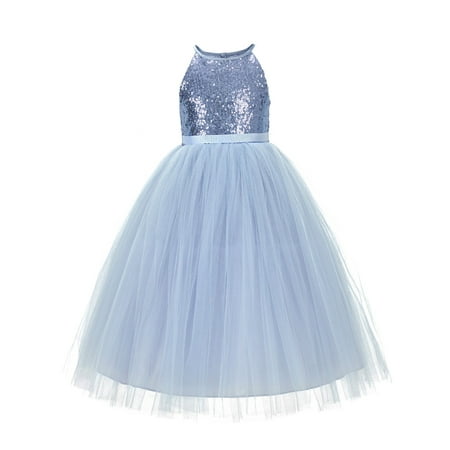 

Sequin Halter Junior Flower Girl Dress Bridesmaid Birthday Party 202