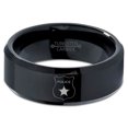 thumbnail image 2 of Tungsten Police Cop Authority Crest Badge Band Ring 8mm Men Women Comfort Fit Black Beveled Edge Polished, 2 of 4