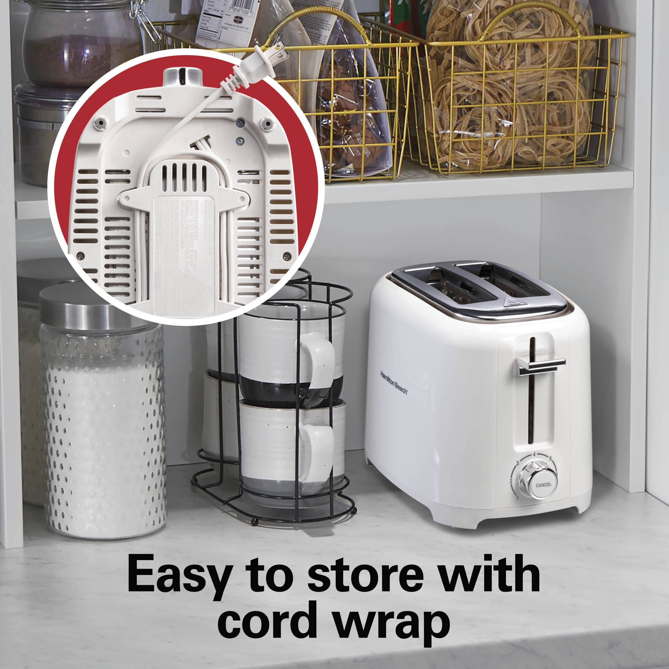 Hamilton Beach 2-Slice Toaster with Extra-Wide Slots, Toast Boost, and Removable Crumb Tray, White