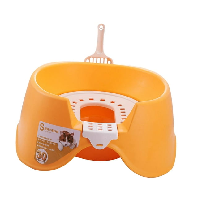 BELOVING Cat Litter Basin Cat Sand Box Anti Splashing Bedpan Open Top Pet Litter Tray Orange