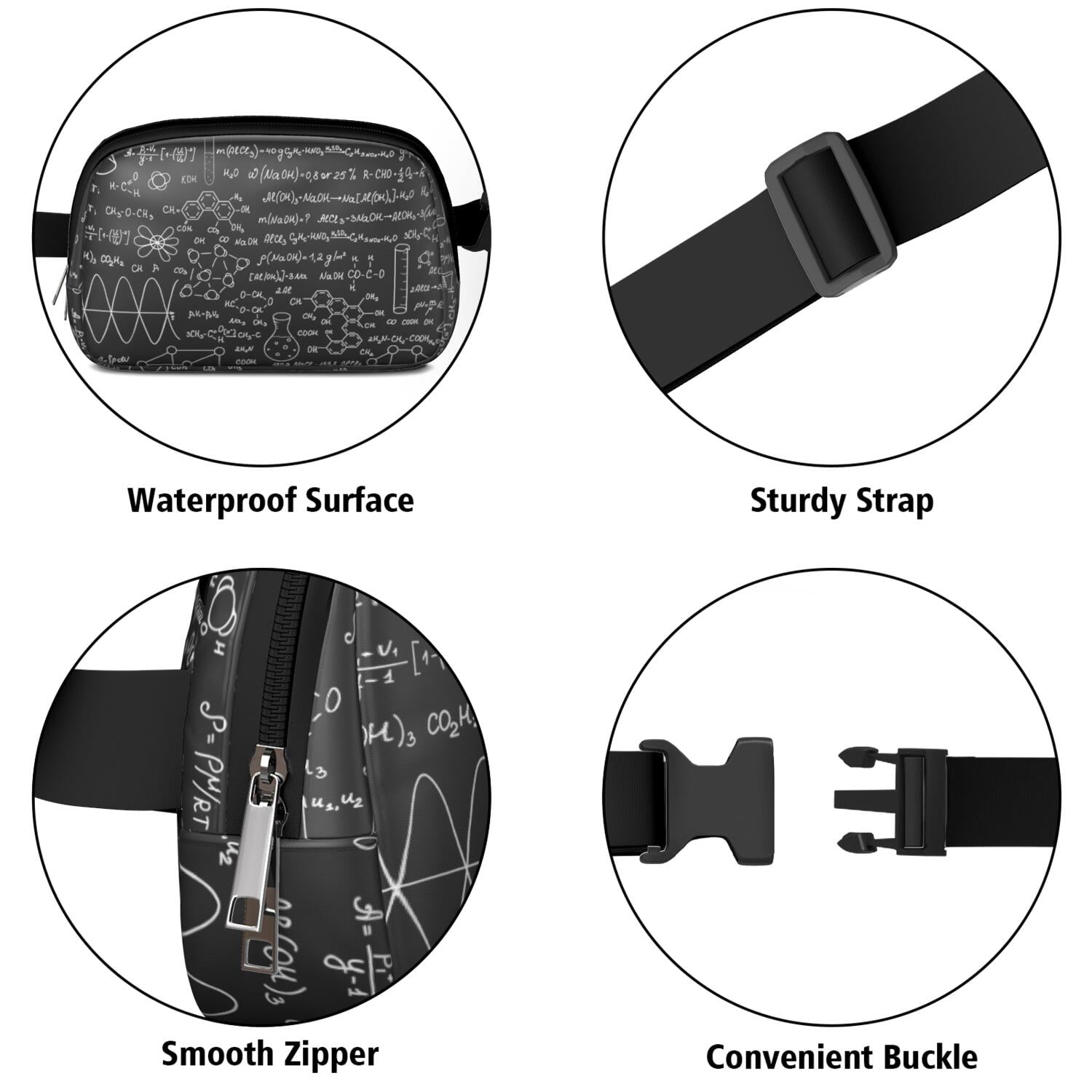 Scientific Laboratory Fanny Pack – Fun & Functional Waist Bag Featuring Biology Elements and Science Knowledge