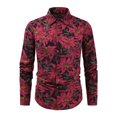 thumbnail image 2 of Blusa y camisa de manga larga con cuello vuelto para hombre, informal, estampada, con botones, de poliéster, 2 of 9