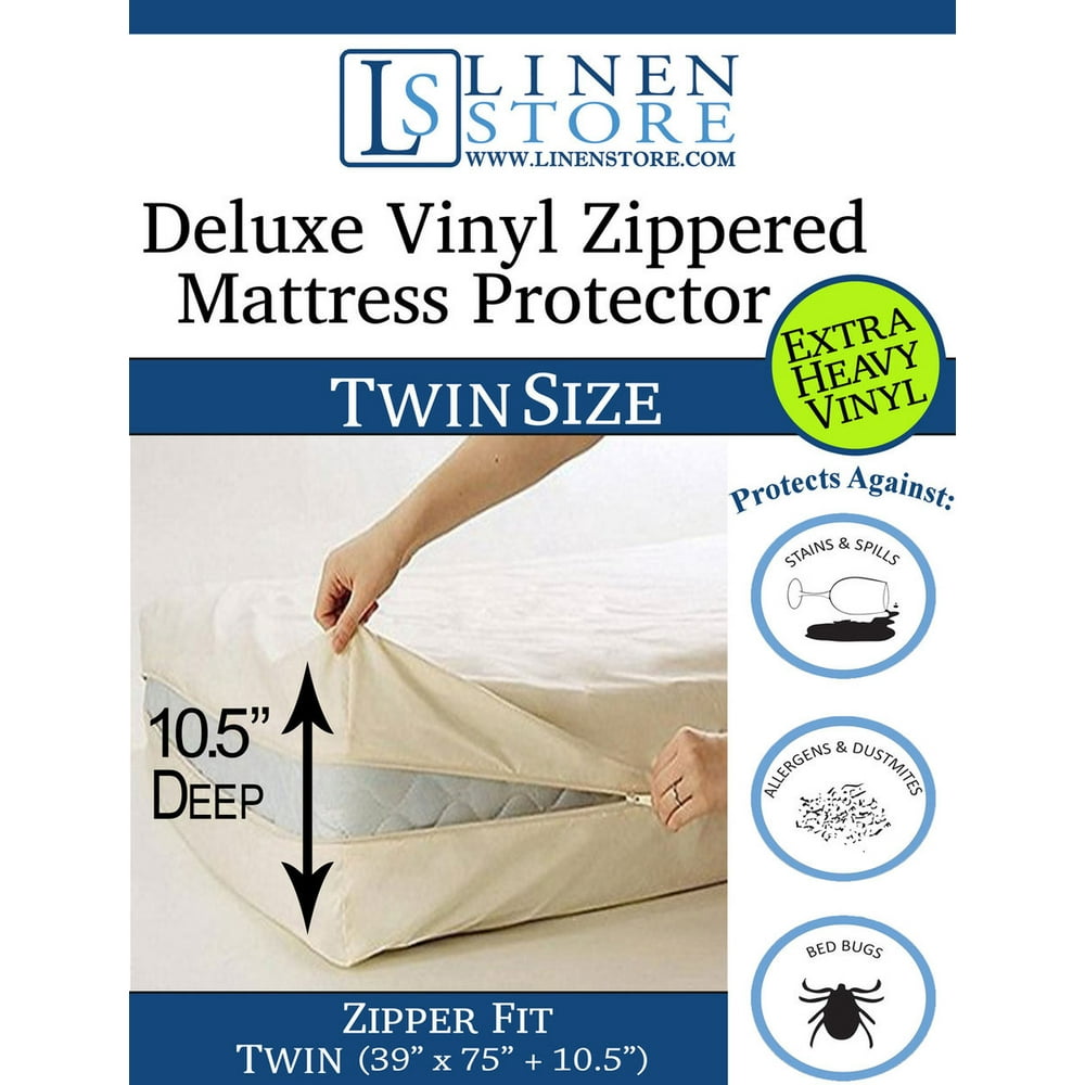 Deluxe Vinyl Zippered Mattress Protector Cover, Extra Heavy, Bed Bugs