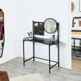 thumbnail image 2 of Homy Casa Dressing Table with Removable Circular Mirror Modern Makeup Vanity Desk Multifunctional Oval Dressing Writing Desk for Bedroom Studio, Black, 2 of 5