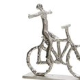thumbnail image 4 of Benjara BM221036 13 in. Metal Frame Man on Bicycle Sculpture, Silver, 4 of 5