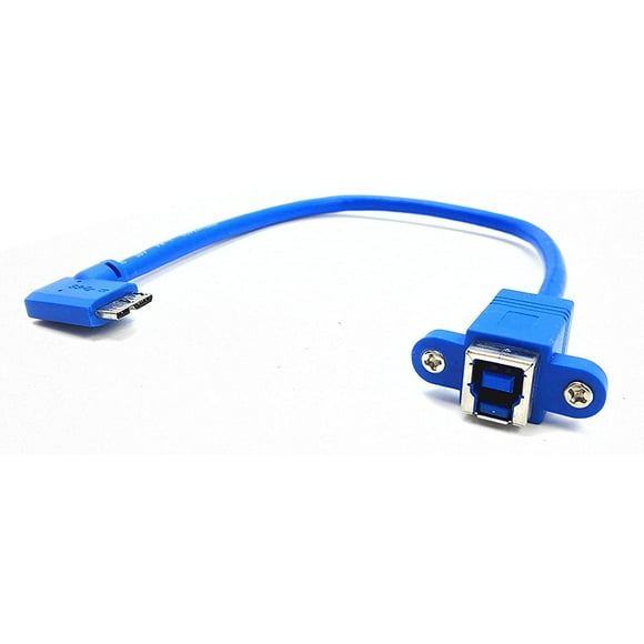 zdyCGTime USB 3.0 Type B Female to Micro B Male 10pin 90 Degree Cable Panel Mount Screw Holes 30cm