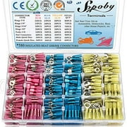 Sopoby 580 PCS Heat Shrink Connectors Electrical Terminals Waterproof Marine Automotive Crimp Wire Assortment, Ring Fork Spade Butt Splices
