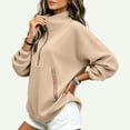 thumbnail image 7 of Yyeselk Women's Half Zip Sweatshirt Lightweight Stand Collar Sweatshirts for Women Long Sleeve Loose Fit Fall Clothes Khaki XL, 7 of 7