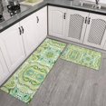 thumbnail image 2 of Green Ethnic Paisley Pattern Kitchen Rugs Sets Of 2,Anti Fatigue Kitchen Mat Rugs Non Slip Washable,Decorative Kitchen Floor Mats for Kitchen,Sink,Laundry,17"x30"+17"x47", 2 of 7