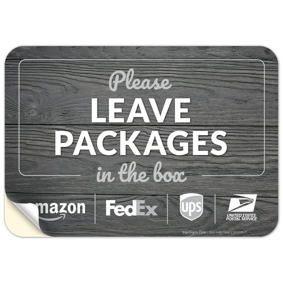 Package Delivery Sign, Please Leave Packages In The Box Gray Background,