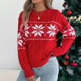 thumbnail image 2 of Christmas Sweater for Women Long Sleeve Crewneck Cable Knit Loose Pullover Tops Red S, 2 of 8
