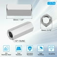 thumbnail image 2 of Uxcell 1/2"-13 UNC 304 Stainless Steel Hex Coupling Nuts, 15Pcs 2" Length Fully Threaded Rod Coupling Nut Studding Connector Fasteners, Silver Tone, 2 of 7