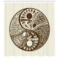 thumbnail image 3 of Ambesonne Yin Yang Shower Curtain, Abstract Hand-Drawn, 69"Wx84"L, Chocolate and Eggshell, 3 of 3