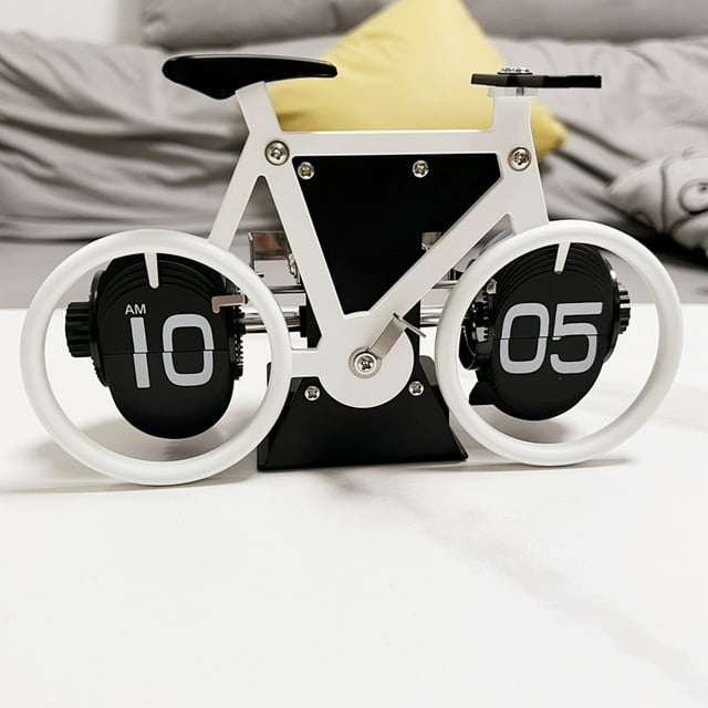 Fankiway Retro European Bicycle Style Page Turning Clock Desktop Clock Fashion Ornaments Decorative Clock
