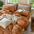 thumbnail image 4 of Bedding Duvet Cover Set Washed Cotton Linen Like Textu Breathable Durable Soft Comfy (Tannish Linen Grey Queen), 4 of 9