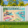 thumbnail image 5 of Beach Theme Welcome Banner Summer Sand Design Ocean Background for Beach Party Summer Event Outdoor Decoration, 5 of 7