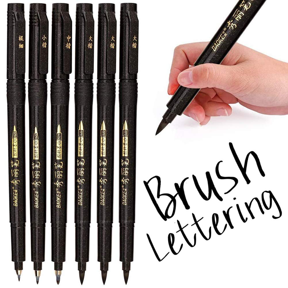Calligraphy Pens 6 Sizes Caligraphy Beginners Set Refill Black Marker Brush 6