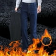 thumbnail image 3 of Mens Lined Thicken Warm Jeans Straight Leg Stretch Fall Winter Thermal Denim Pants Blue 40, 3 of 4