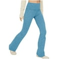 thumbnail image 5 of Ediodpoh Womens Flare Leggings Fold Over Yoga Workout Gym Pants with Pockets Bootcut Bottom Pants for Women Sky Blue S, 5 of 9