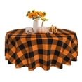 thumbnail image 1 of Mantel redondo impermeable SuQKXCo de 152 cm, naranja y negro, 1 of 8