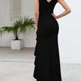 thumbnail image 5 of Black Evening Gowns for Women Formal Dresses for Women Evening Party Elegant V Neck Sleeveless Split Wrap-Black, 5 of 5