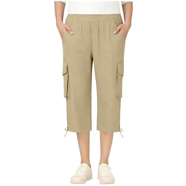 Niñas Pantalones de Lino de Cintura Alta Sólido Laminado-Puño Multicolor Pantalones Ligeros Casuales para la Escuela