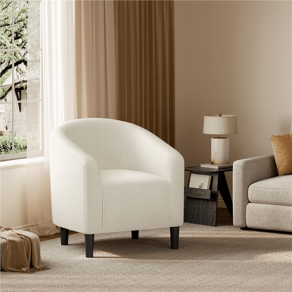 Renwick Upholstered Corduroy Accent Chair for Living Room, Set of 2, Beige