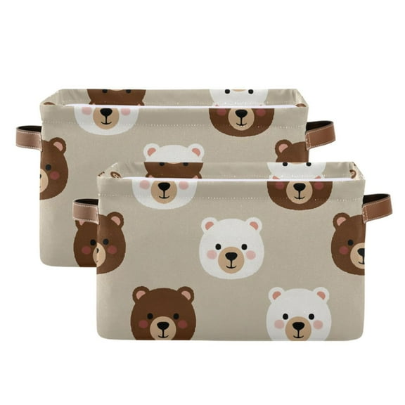 Ryvnso Cute Bears Storage Basket Large Bin Foldable Boxes Toys Organizer 14.2x10.2x8.3in 2 PCs