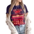 thumbnail image 2 of Hazbin Hotel Moda Casual Mujer Impreso de manga corta Cuello redondo Pullover Tops Morado/S, 2 of 6