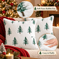 thumbnail image 3 of LOMYOLO Christmas Pillow Covers 18x18IN Set of 2,Soft Faux Fur Throw Pillow Case with Embroidered Christmas Tree, Holiday Decorative Pillowcases for Couch Sofa Bed Farmhouse Winter Xmas Decor-WHITE, 3 of 7