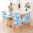 thumbnail image 5 of Chair Covers for Dining Chairs Set of 4 Blue Leaves Chair Protectors Covers Seat Covers for Dining Chairs for Dining Room Hotel Kitchen, 5 of 6